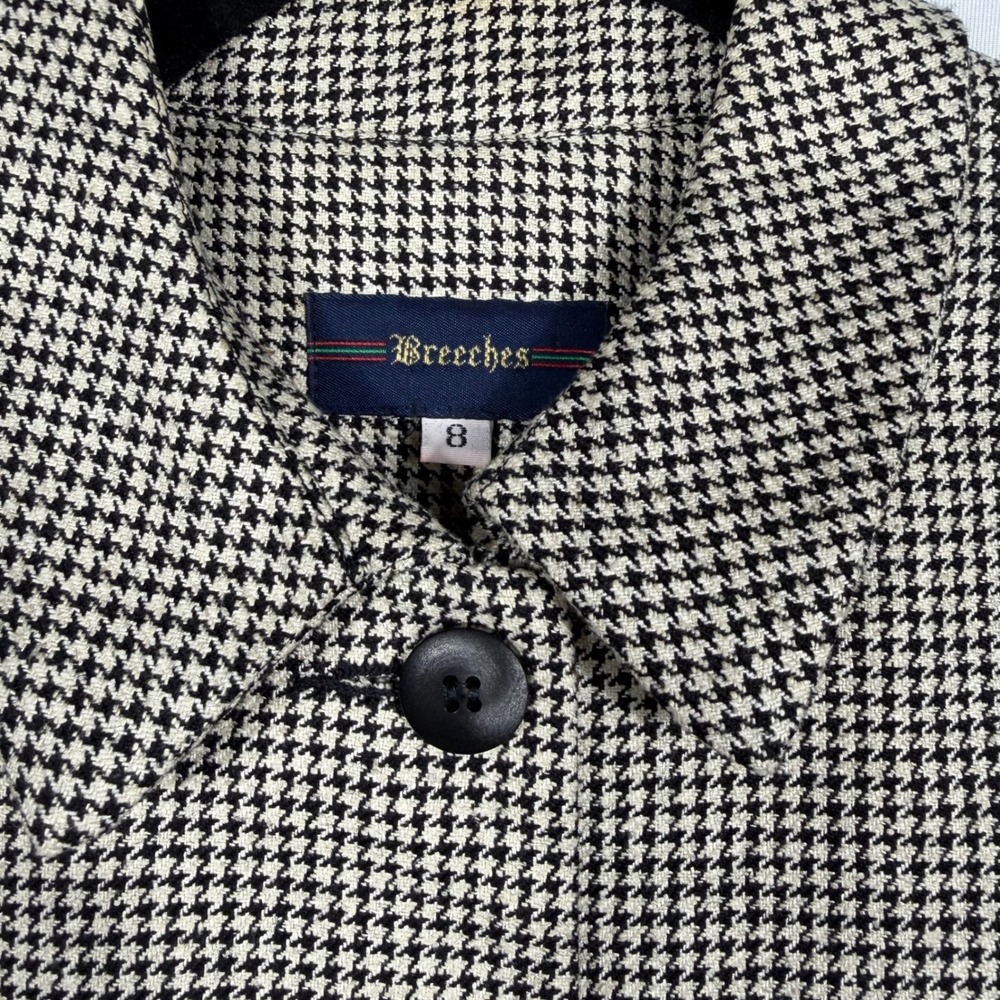 Vtg Breeches Houndstooth Silk Wool Shift Dress Sz 8‎ Blk & White Mod 60s 70s USA - Picture 5 of 8